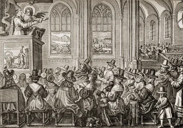 ピューリタンの会衆に説教するオリバー・クロムウェル（1599-1658）